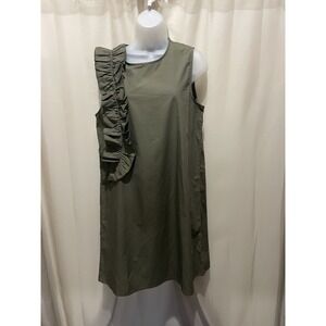Chepe Italy A Line Dress With Ruffle Olive Green Small